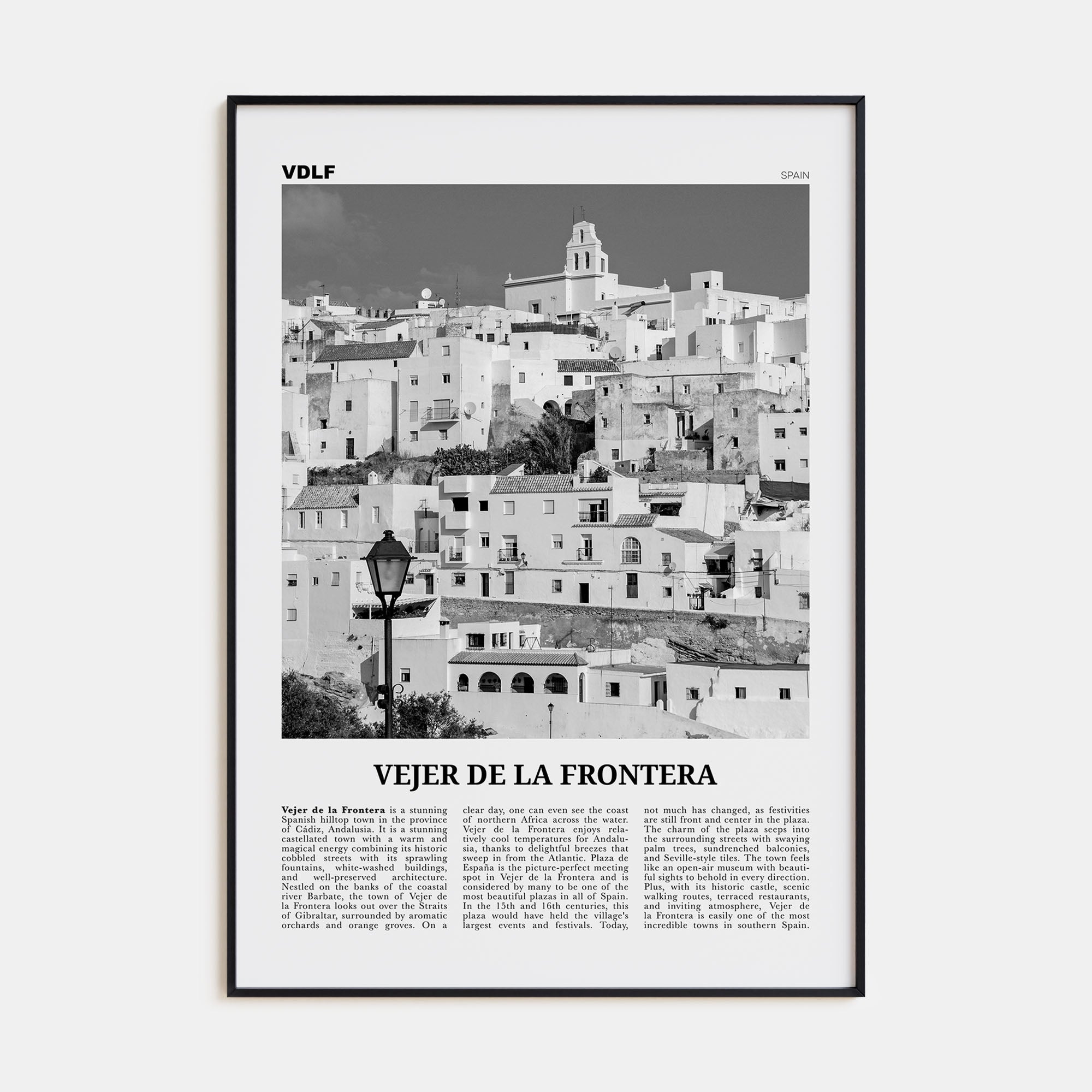 Vejer de la Frontera Travel B&W Poster