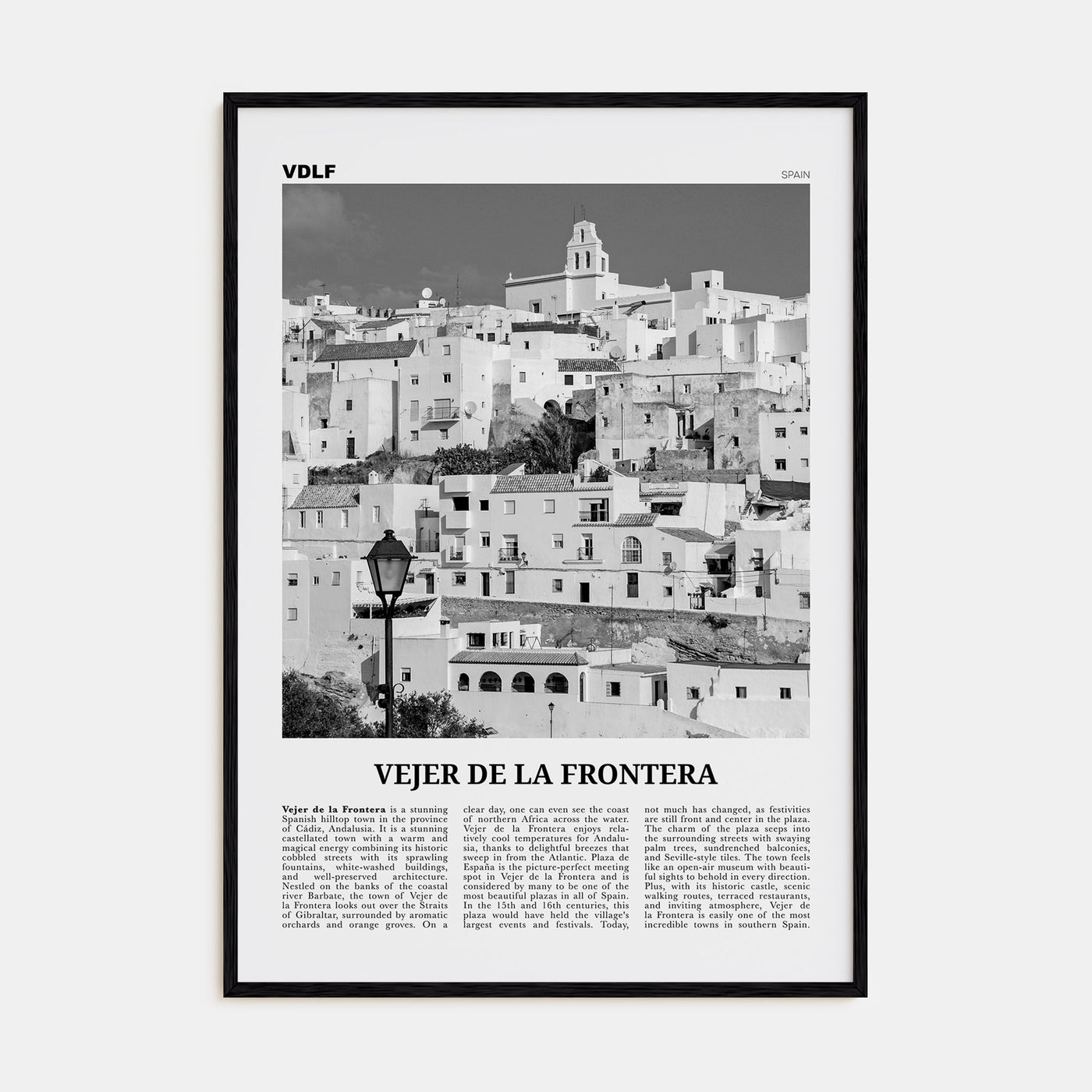 Vejer de la Frontera Travel B&W Poster