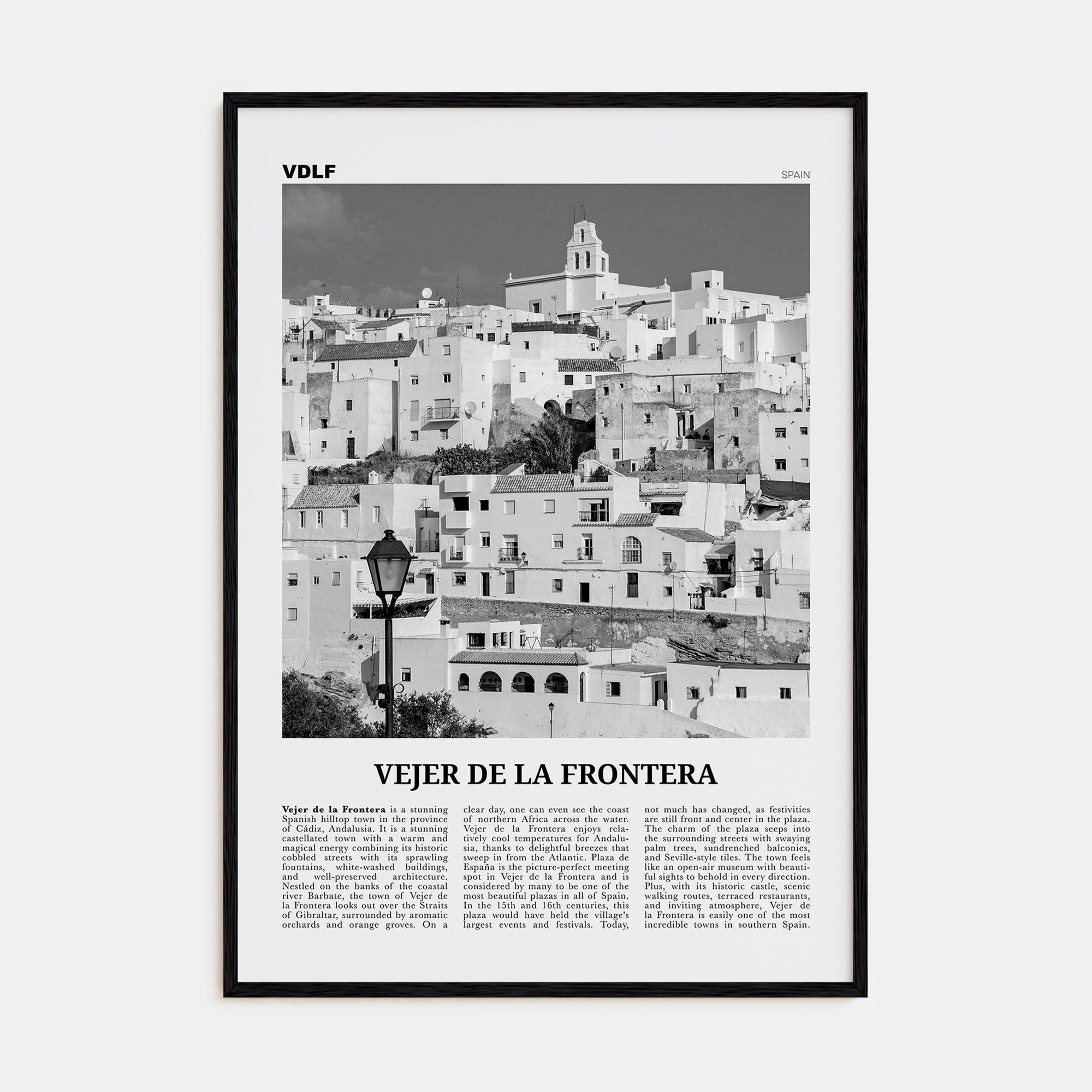Vejer de la Frontera Travel B&W Poster
