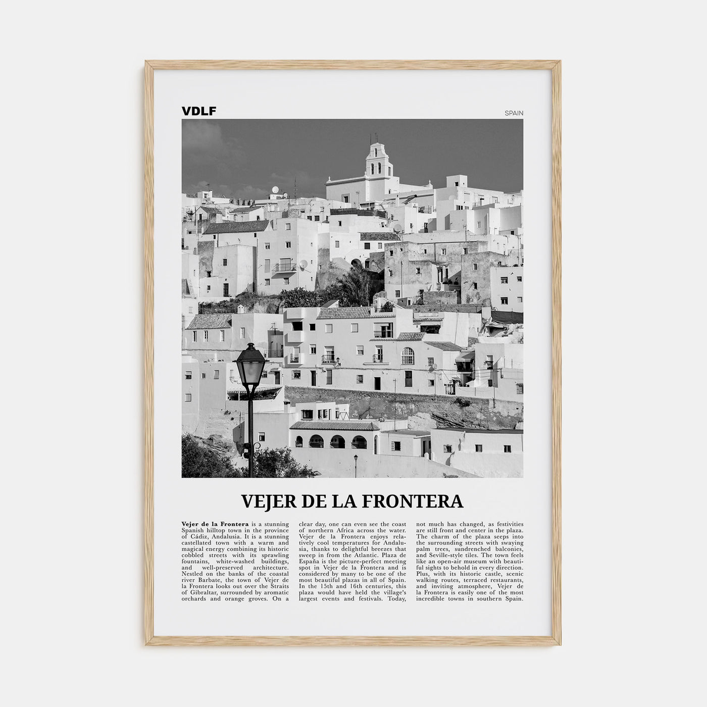 Vejer de la Frontera Travel B&W Poster