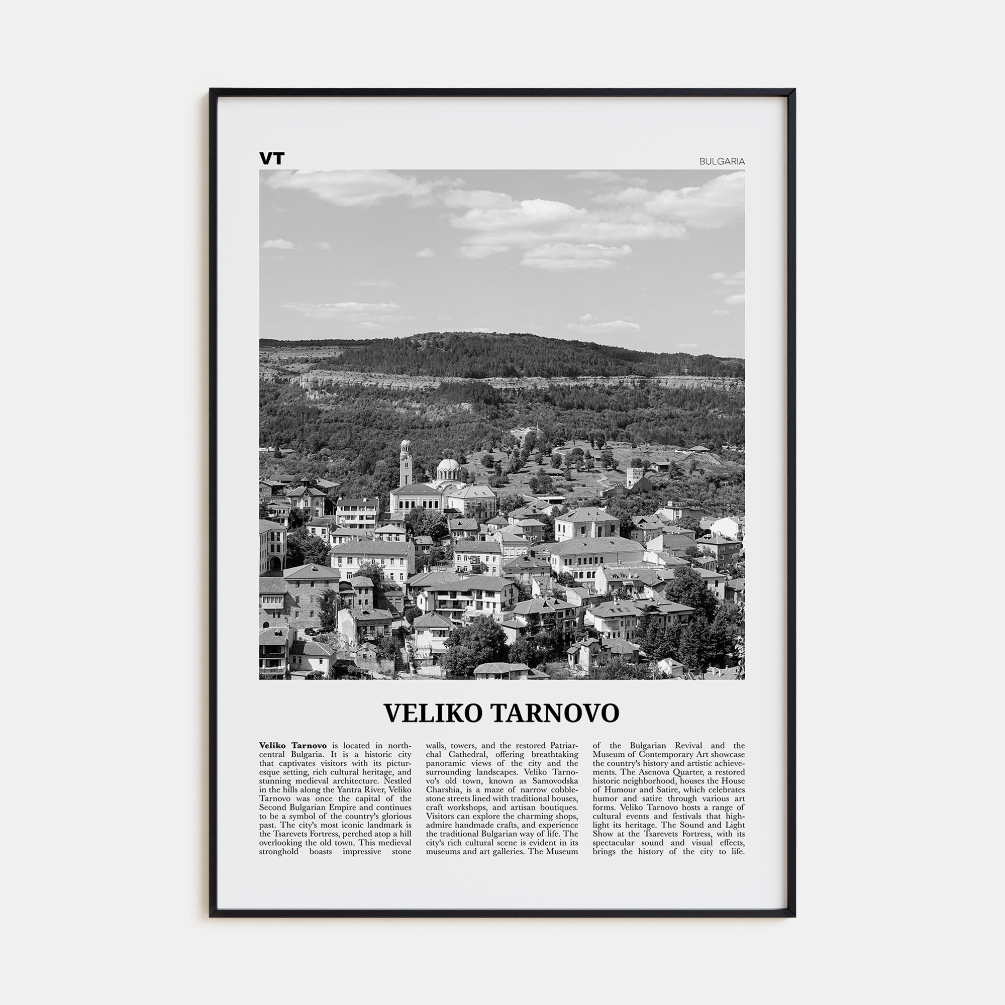 Veliko Tarnovo Travel B&W Poster