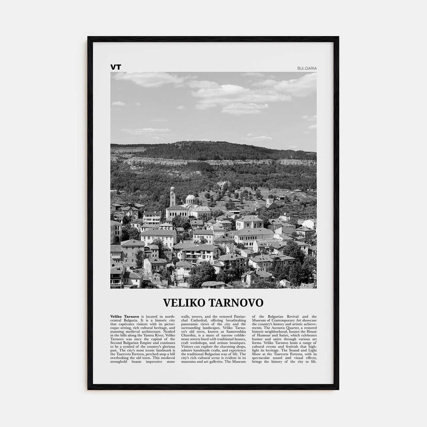 Veliko Tarnovo Travel B&W Poster