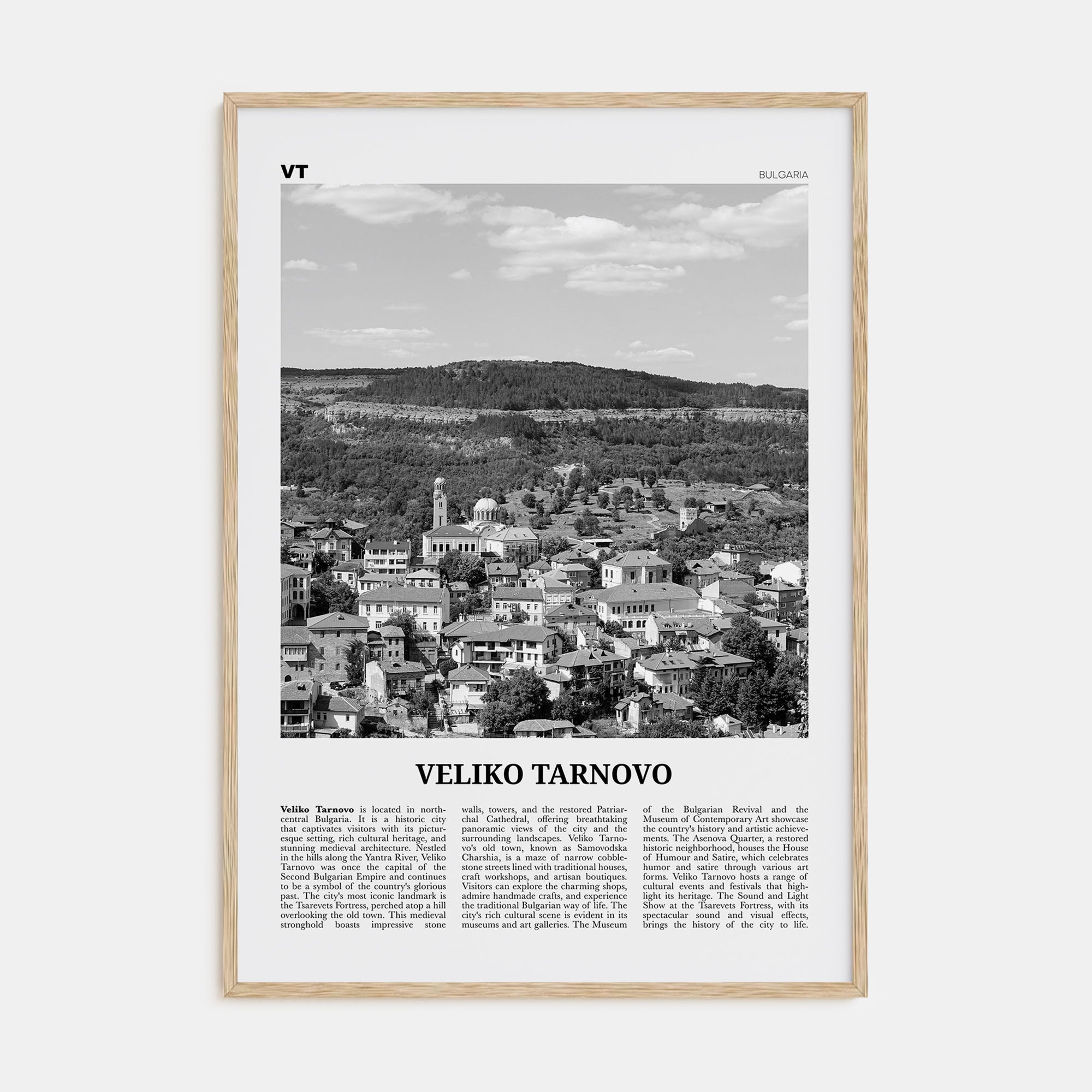 Veliko Tarnovo Travel B&W Poster