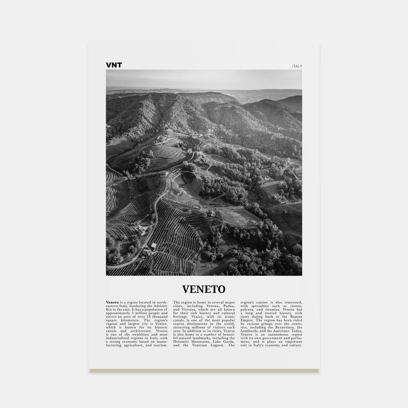 Veneto Travel B&W Poster