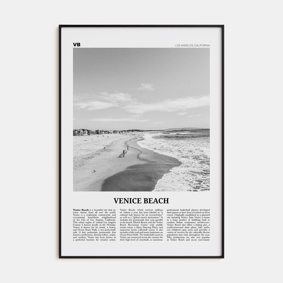 Venice Beach Travel B&W No 1 Poster