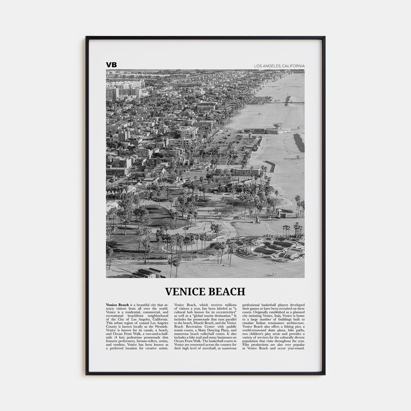 Venice Beach Travel B&W No 2 Poster