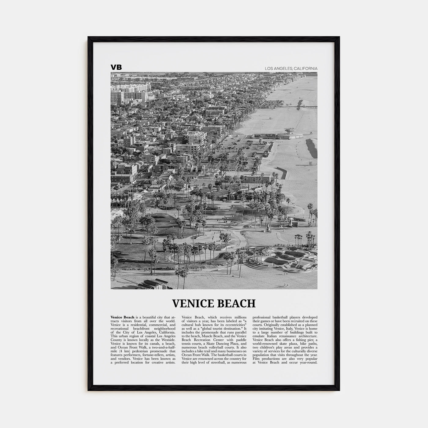 Venice Beach Travel B&W No 2 Poster