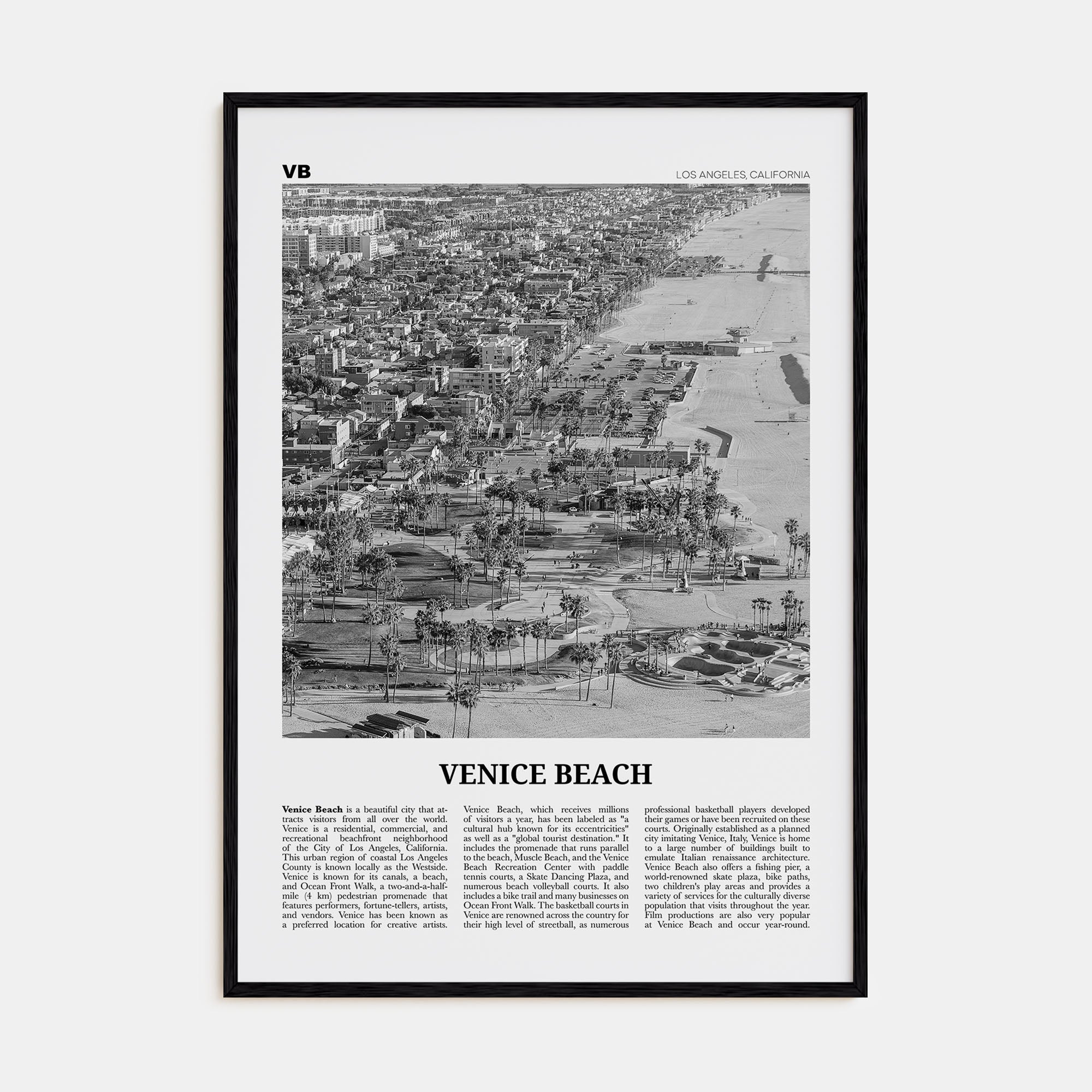 Venice Beach Travel B&W No 2 Poster