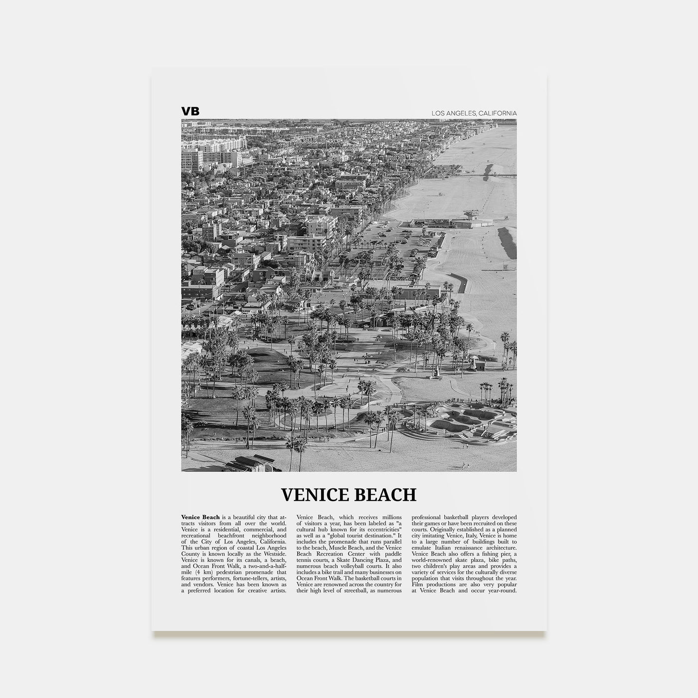 Venice Beach Travel B&W No 2 Poster