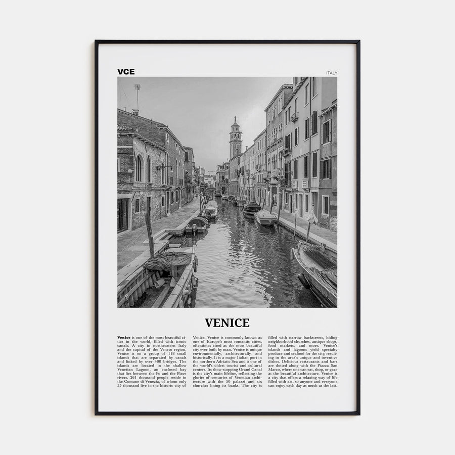 Venice Travel B&W No 1 Poster