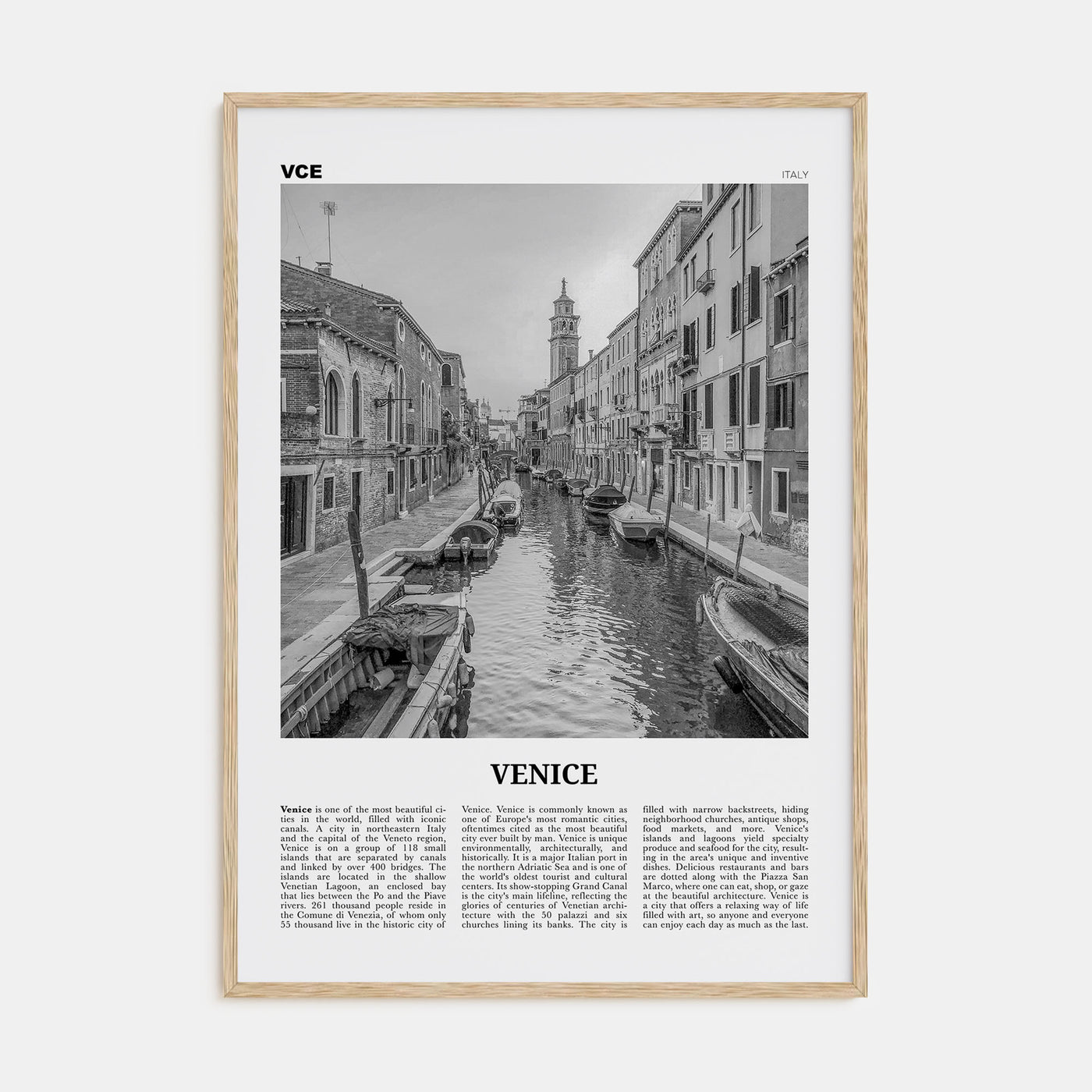 Venice Travel B&W No 1 Poster