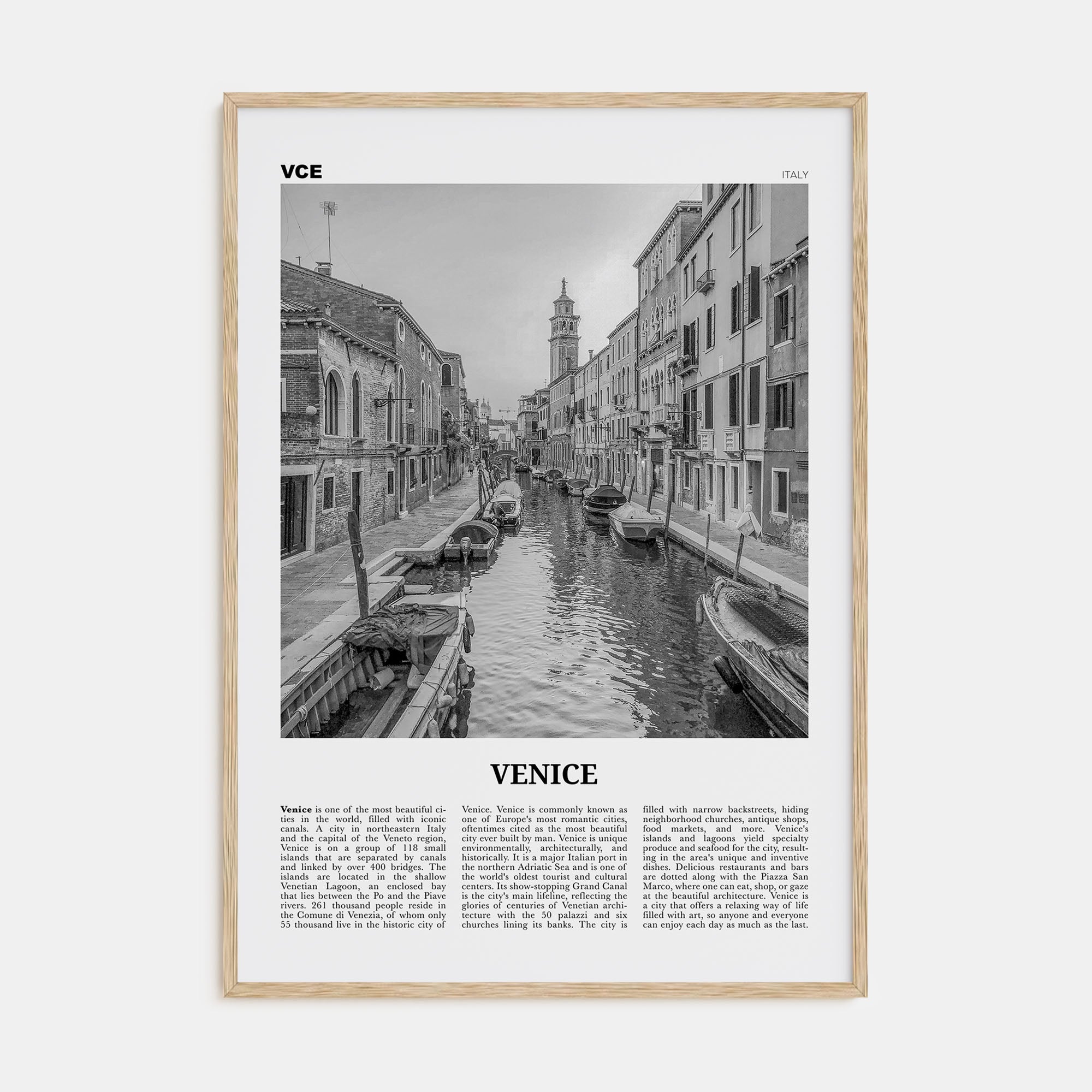 Venice Travel B&W No 1 Poster