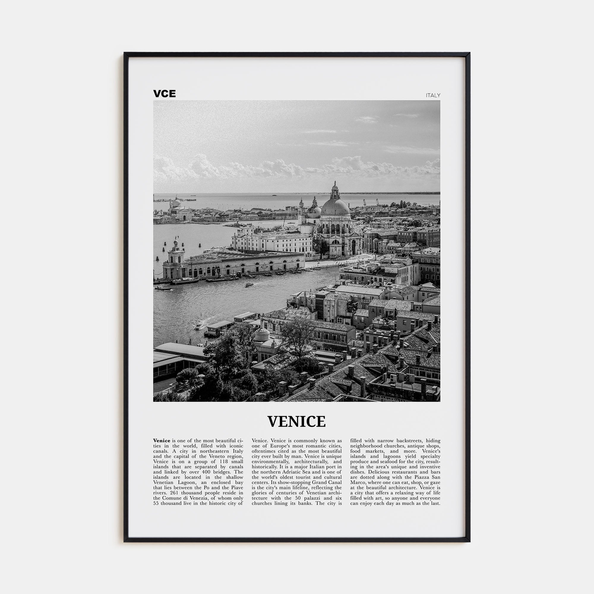 Venice Travel B&W No 3 Poster