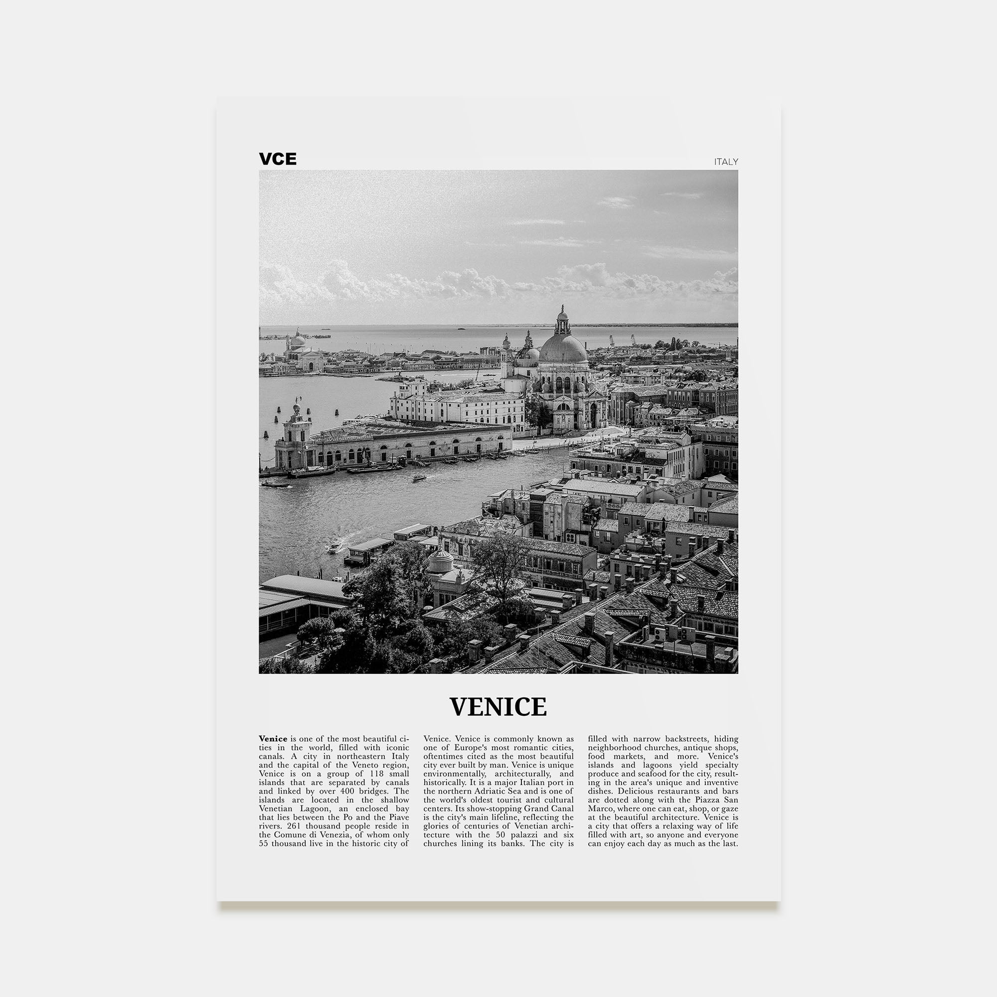 Venice Travel B&W No 3 Poster