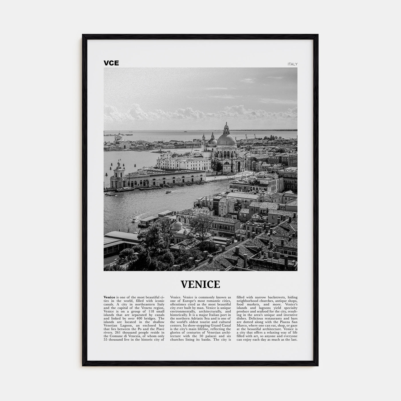 Venice Travel B&W No 3 Poster