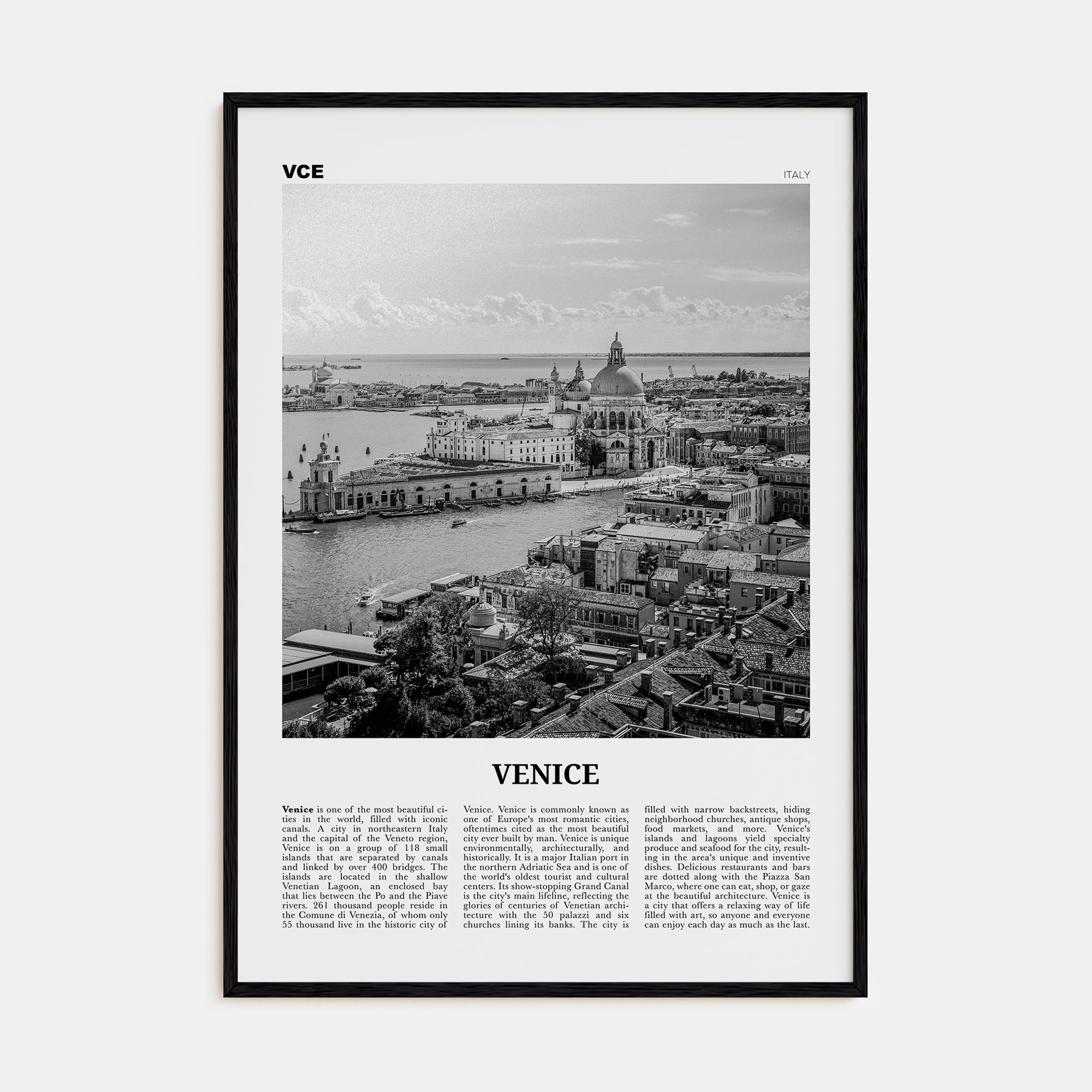 Venice Travel B&W No 3 Poster