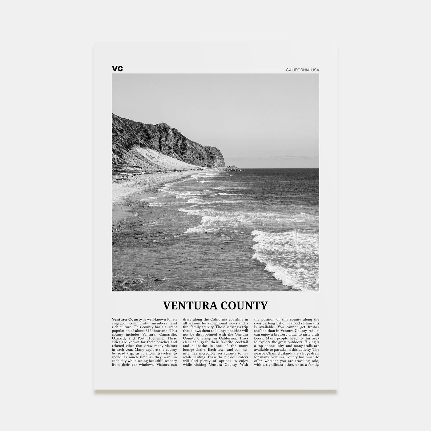 Ventura County Travel B&W Poster