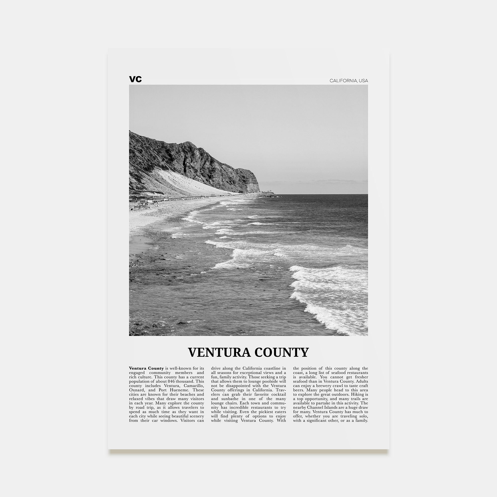 Ventura County Travel B&W Poster