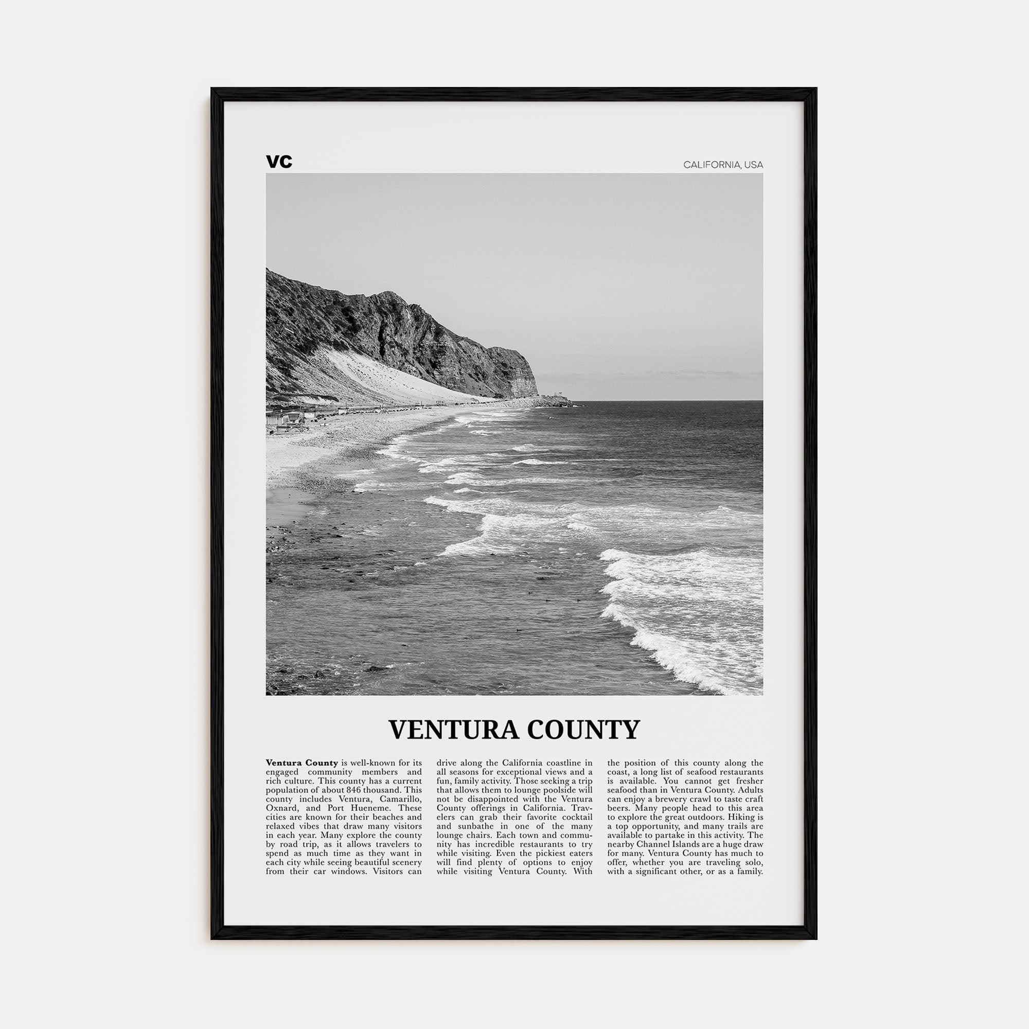 Ventura County Travel B&W Poster