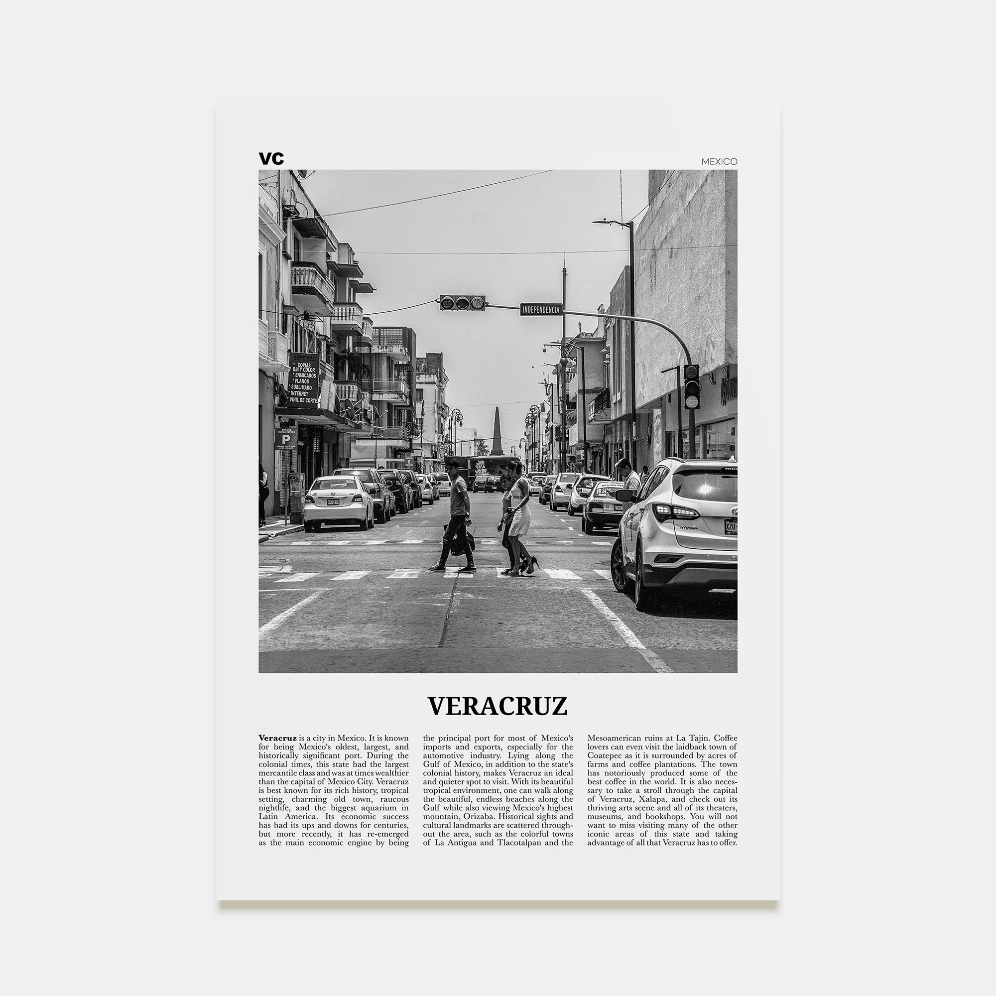 Veracruz Travel B&W Poster