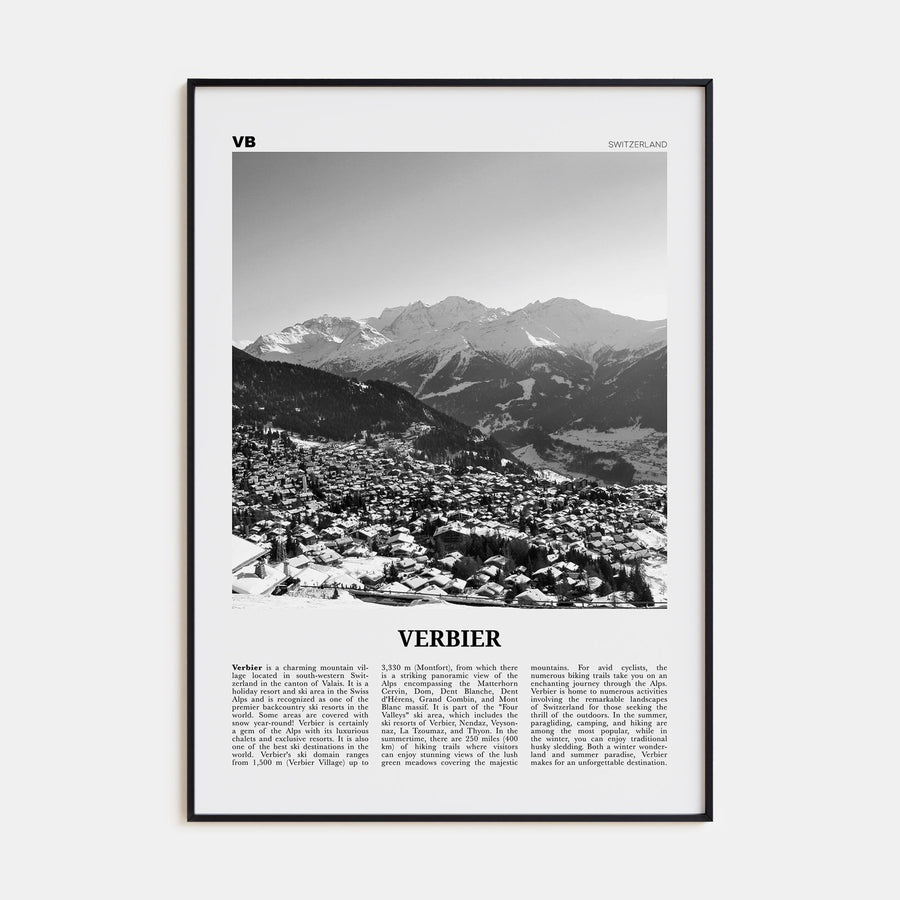 Verbier Travel B&W Poster