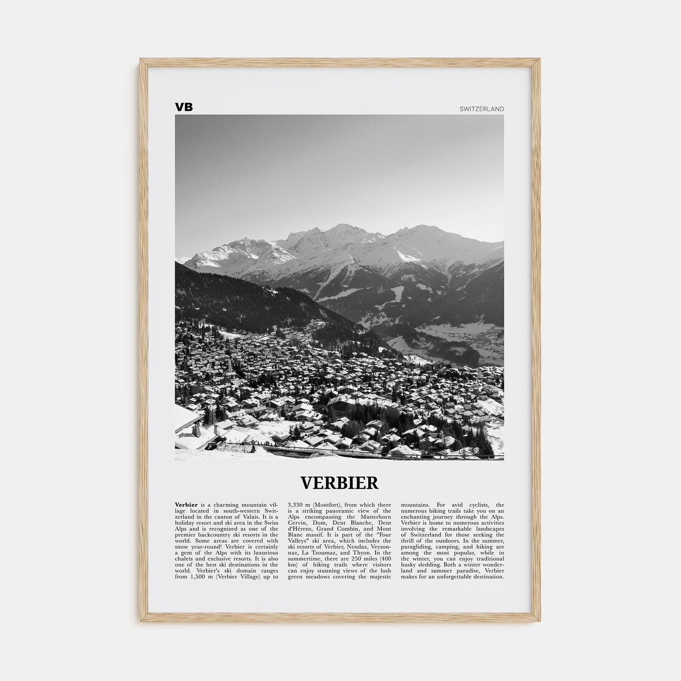 Verbier Travel B&W Poster