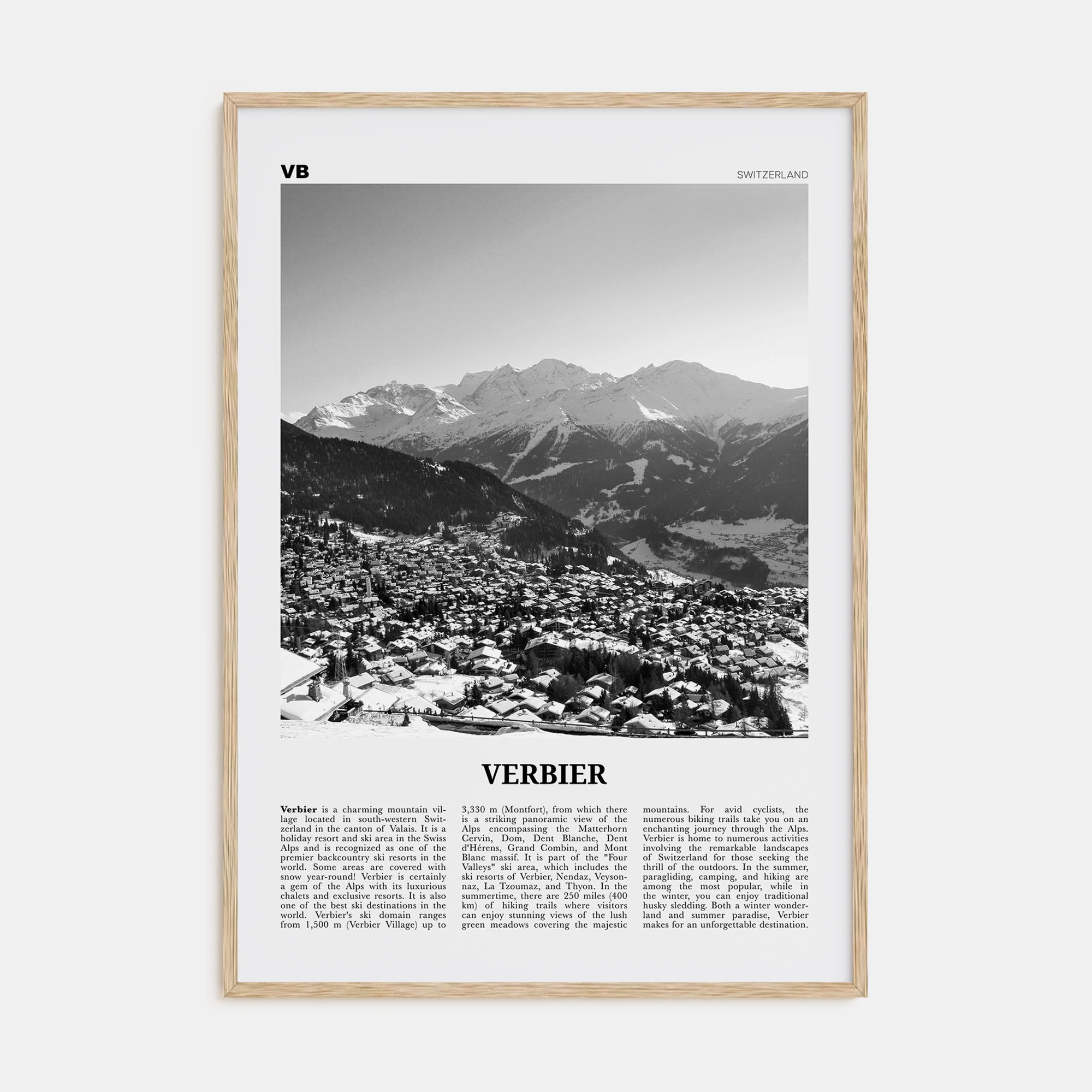 Verbier Travel B&W Poster