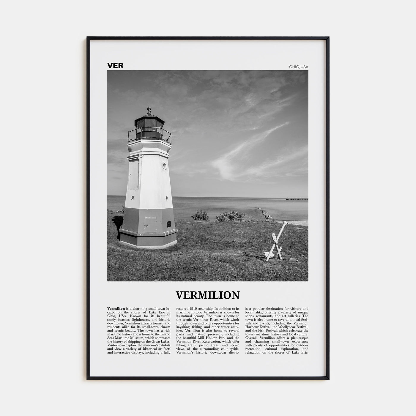 Vermilion Travel B&W Poster