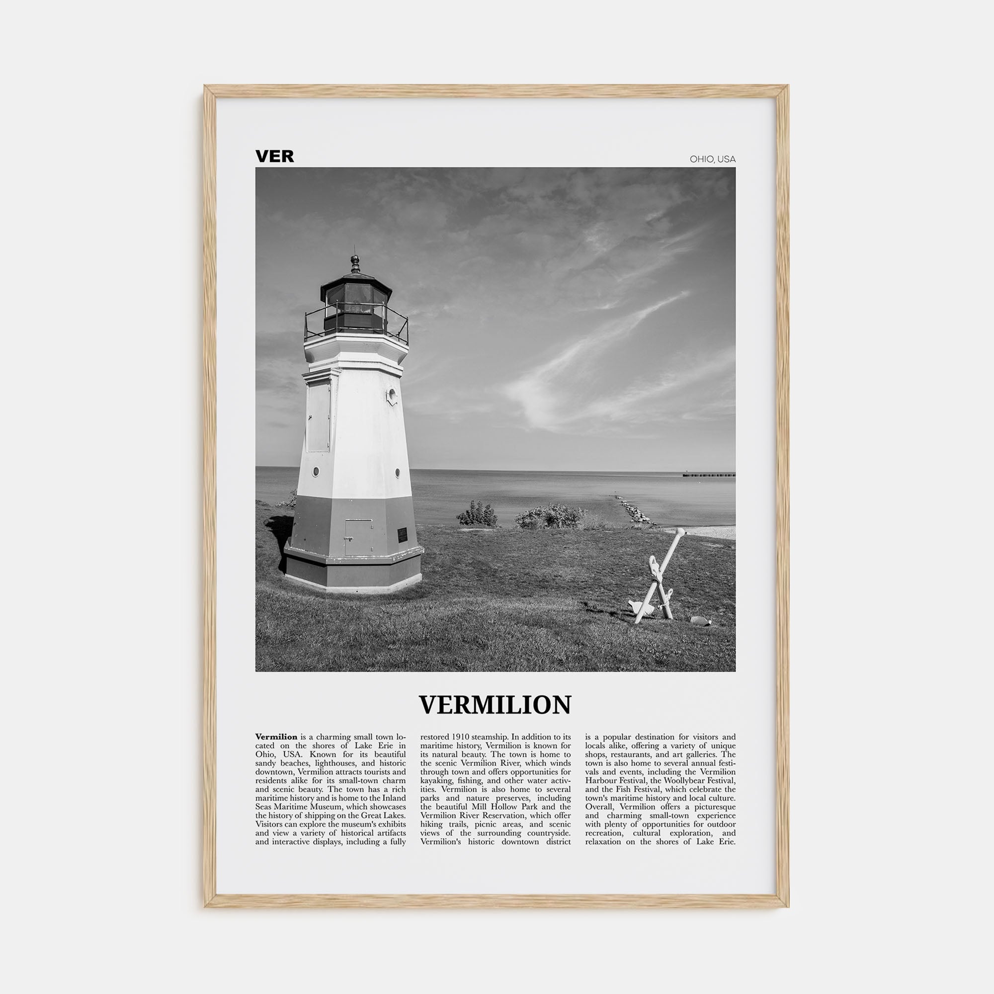 Vermilion Travel B&W Poster