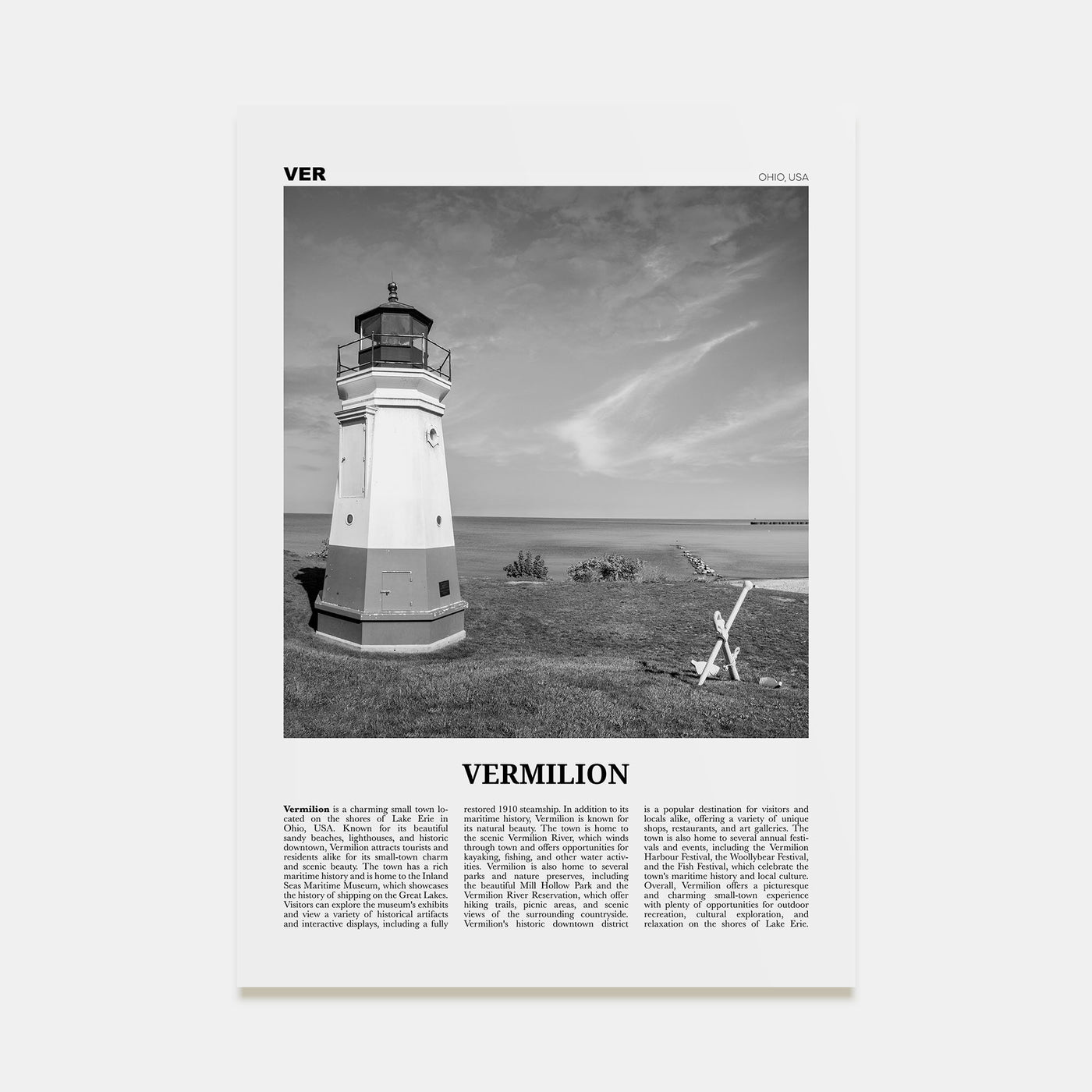 Vermilion Travel B&W Poster