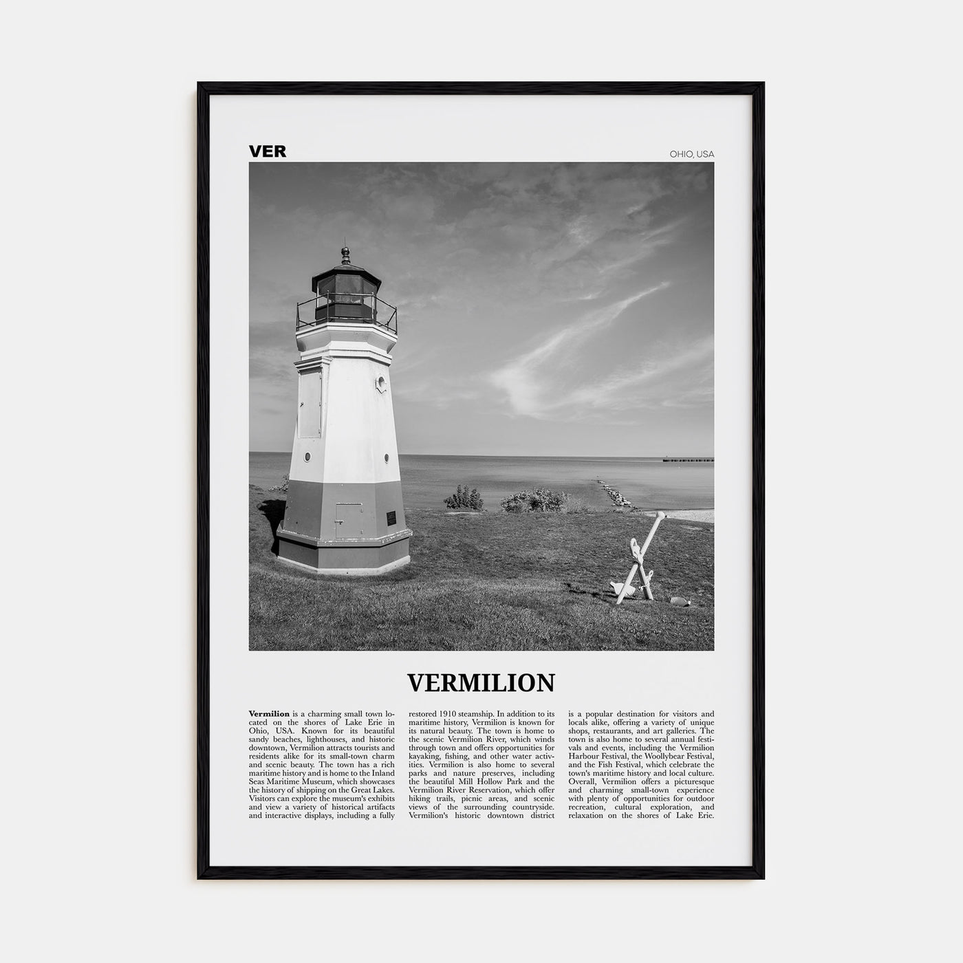 Vermilion Travel B&W Poster
