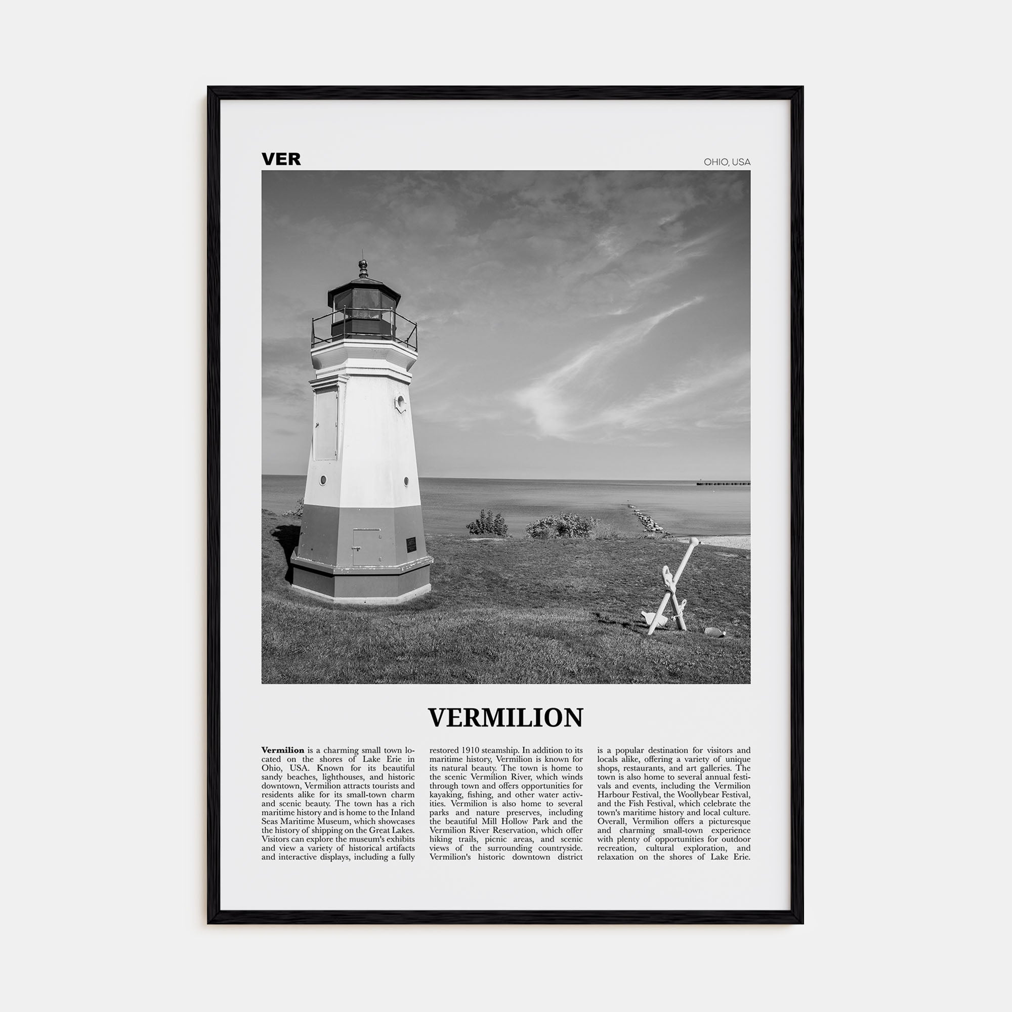 Vermilion Travel B&W Poster