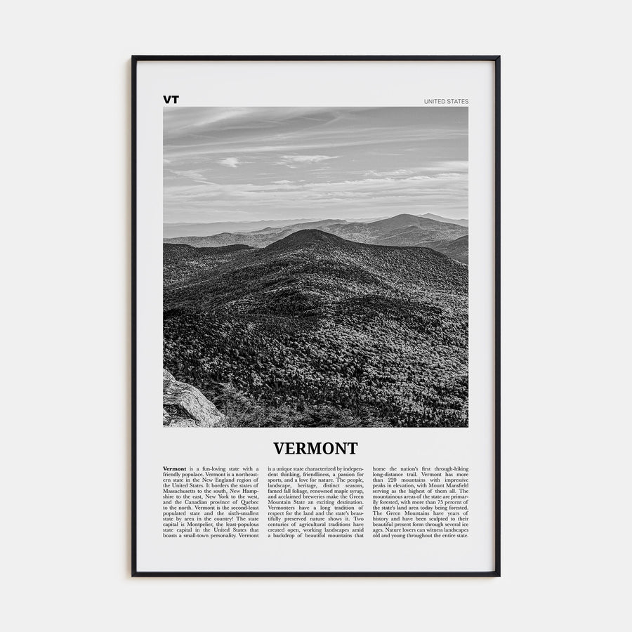 Vermont Travel B&W No 1 Poster