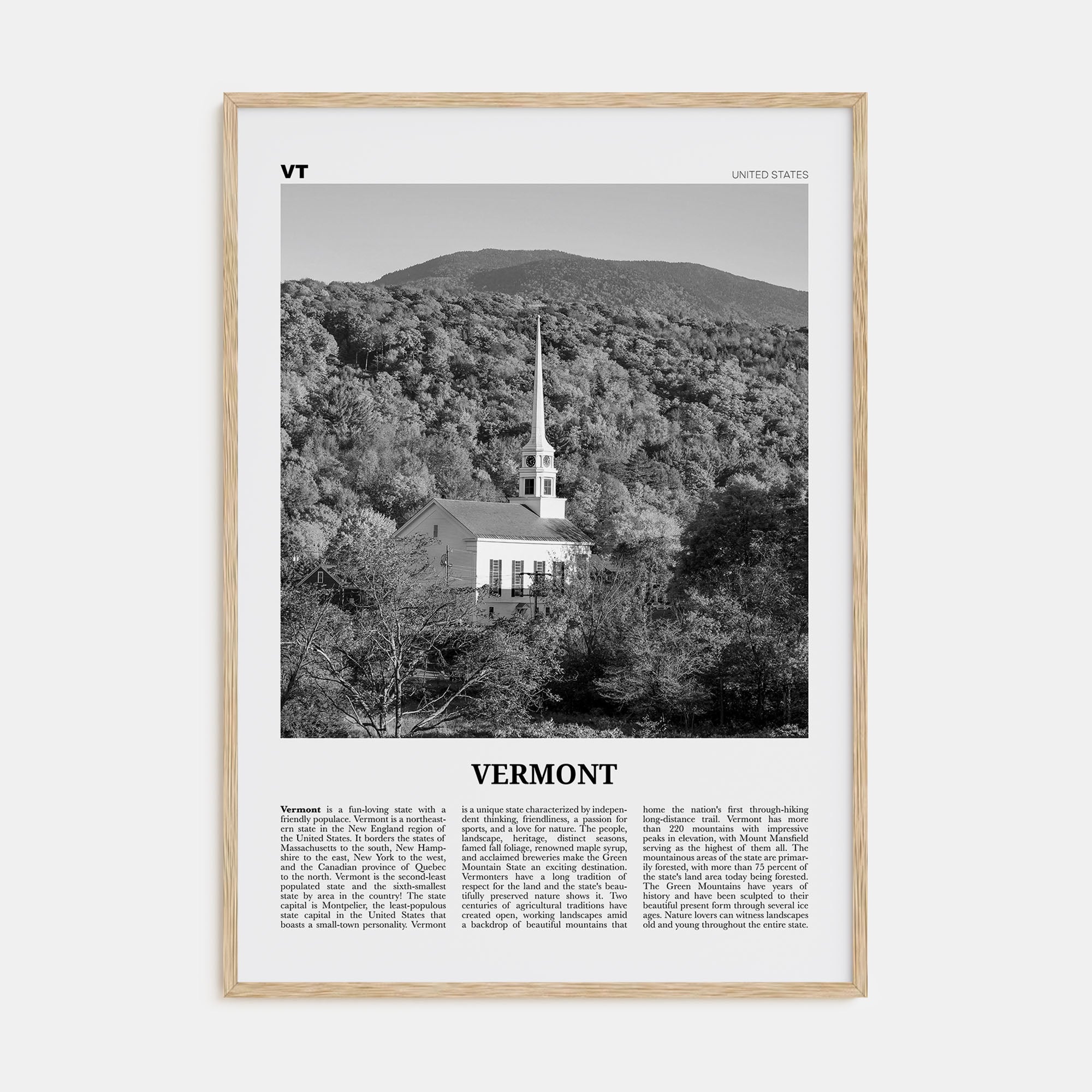 Vermont Travel B&W No 2 Poster