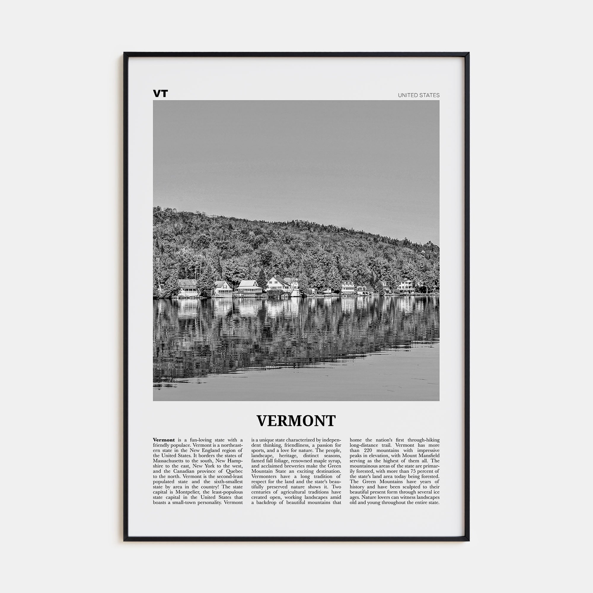 Vermont Travel B&W No 3 Poster