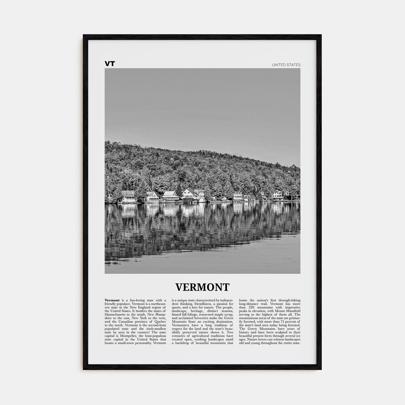 Vermont Travel B&W No 3 Poster