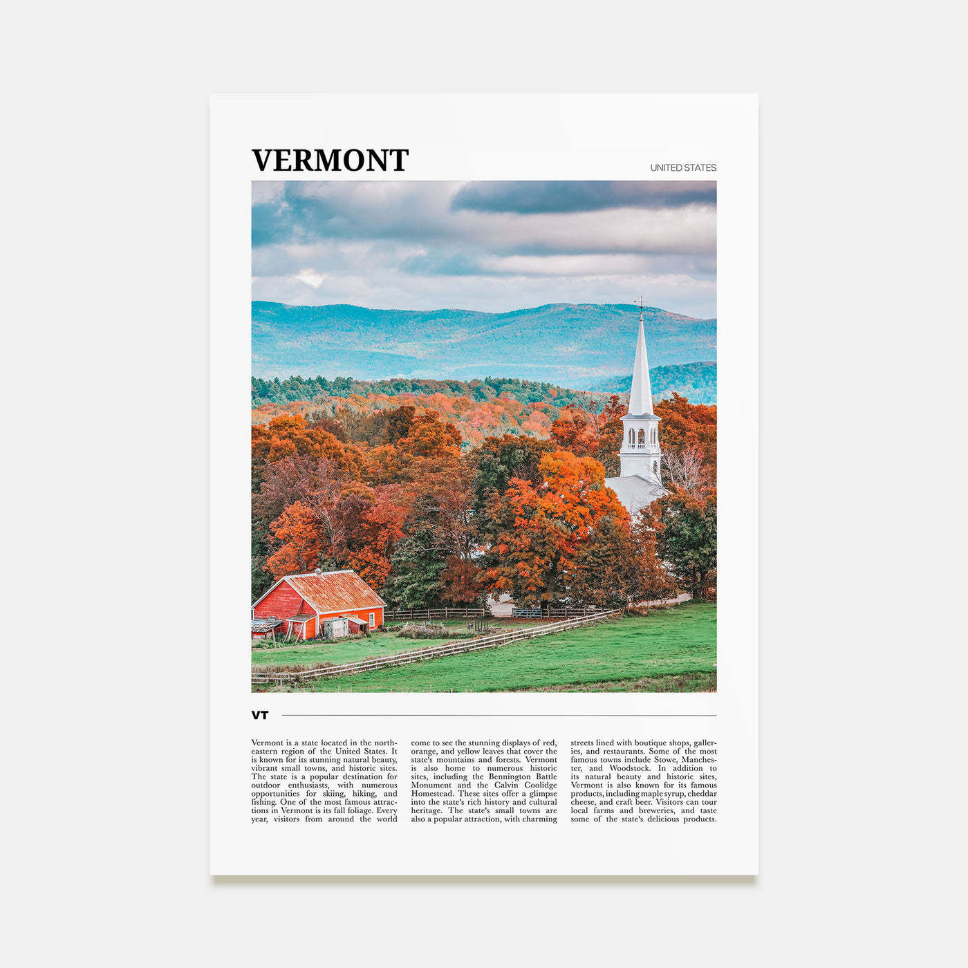 Vermont Travel Color No 1 Poster