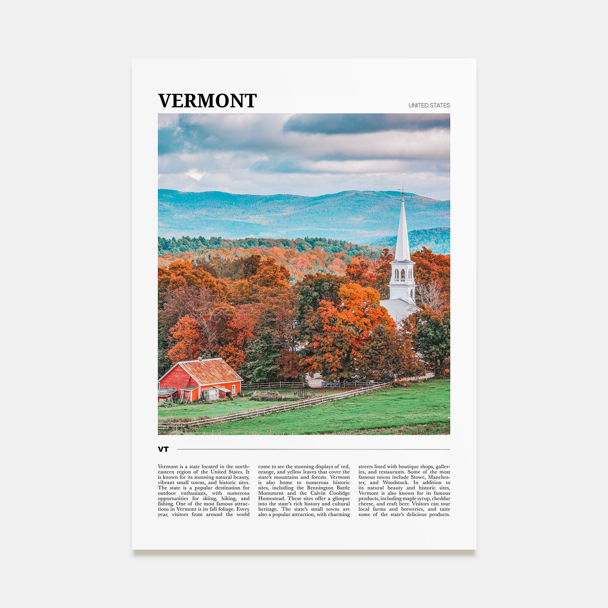Vermont Travel Color No 1 Poster