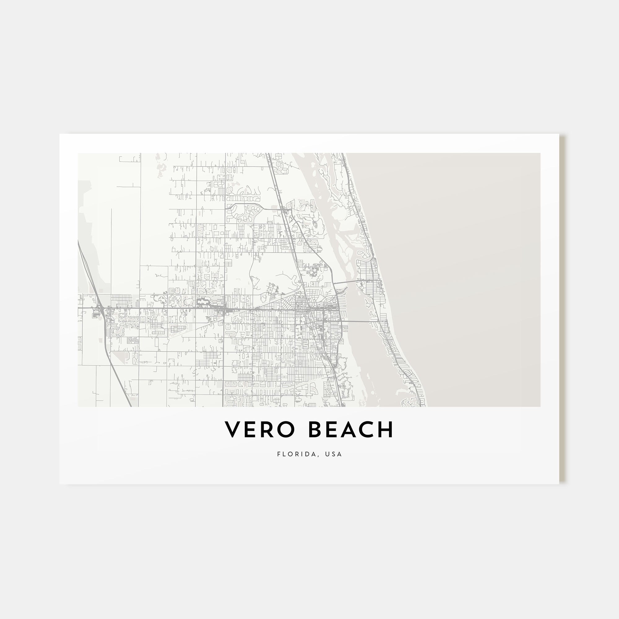 Vero Beach Map Landscape Poster
