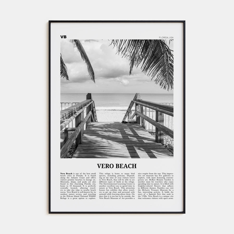 Vero Beach Travel B&W Poster