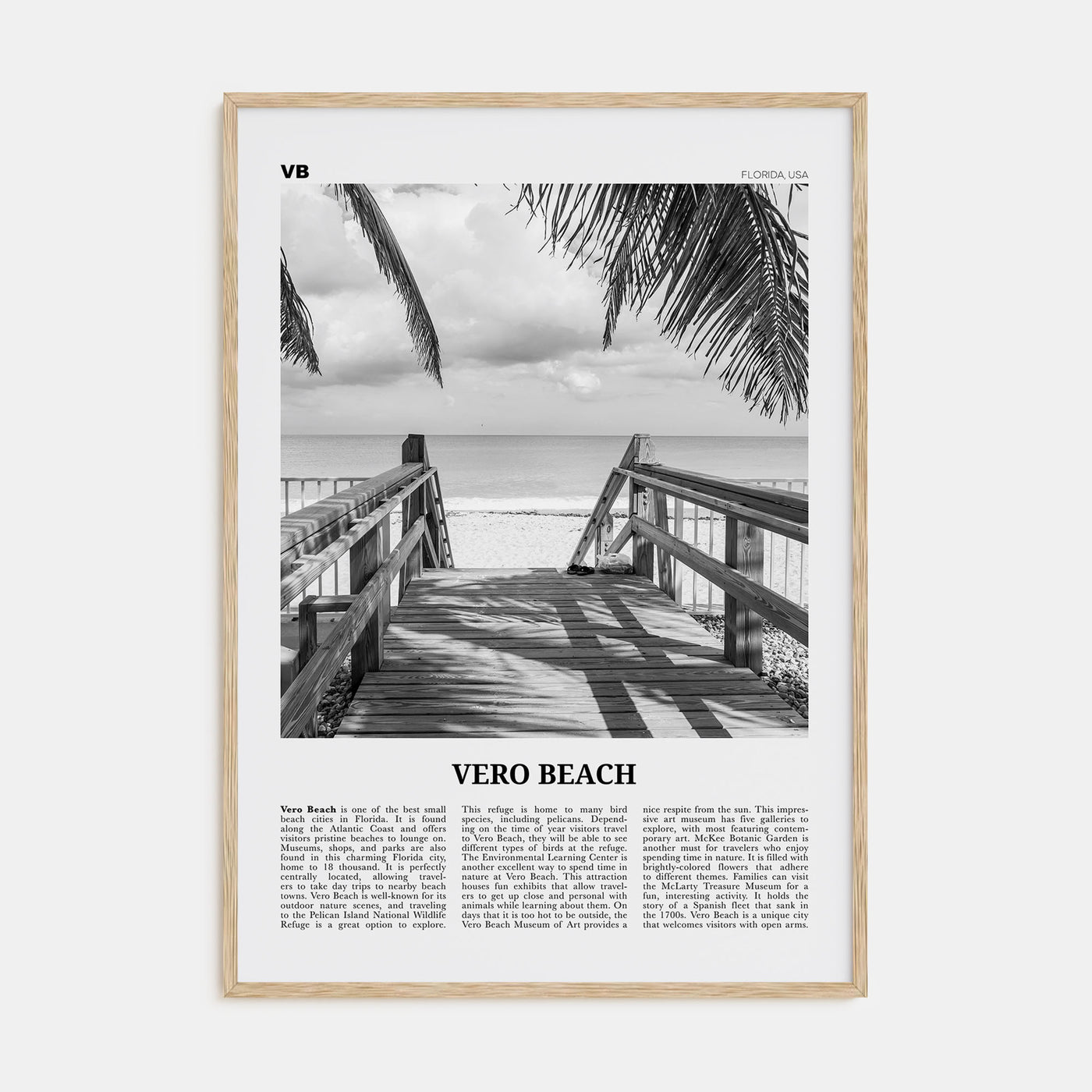Vero Beach Travel B&W Poster