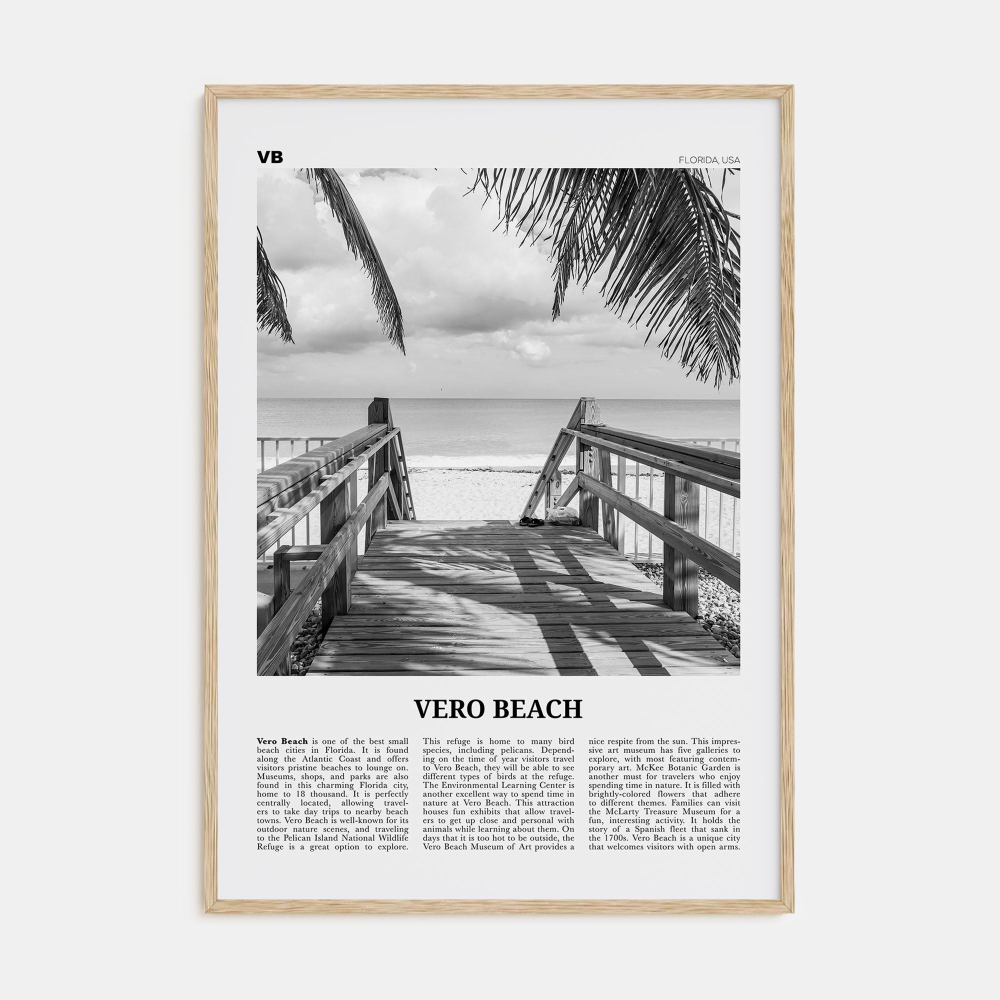 Vero Beach Travel B&W Poster