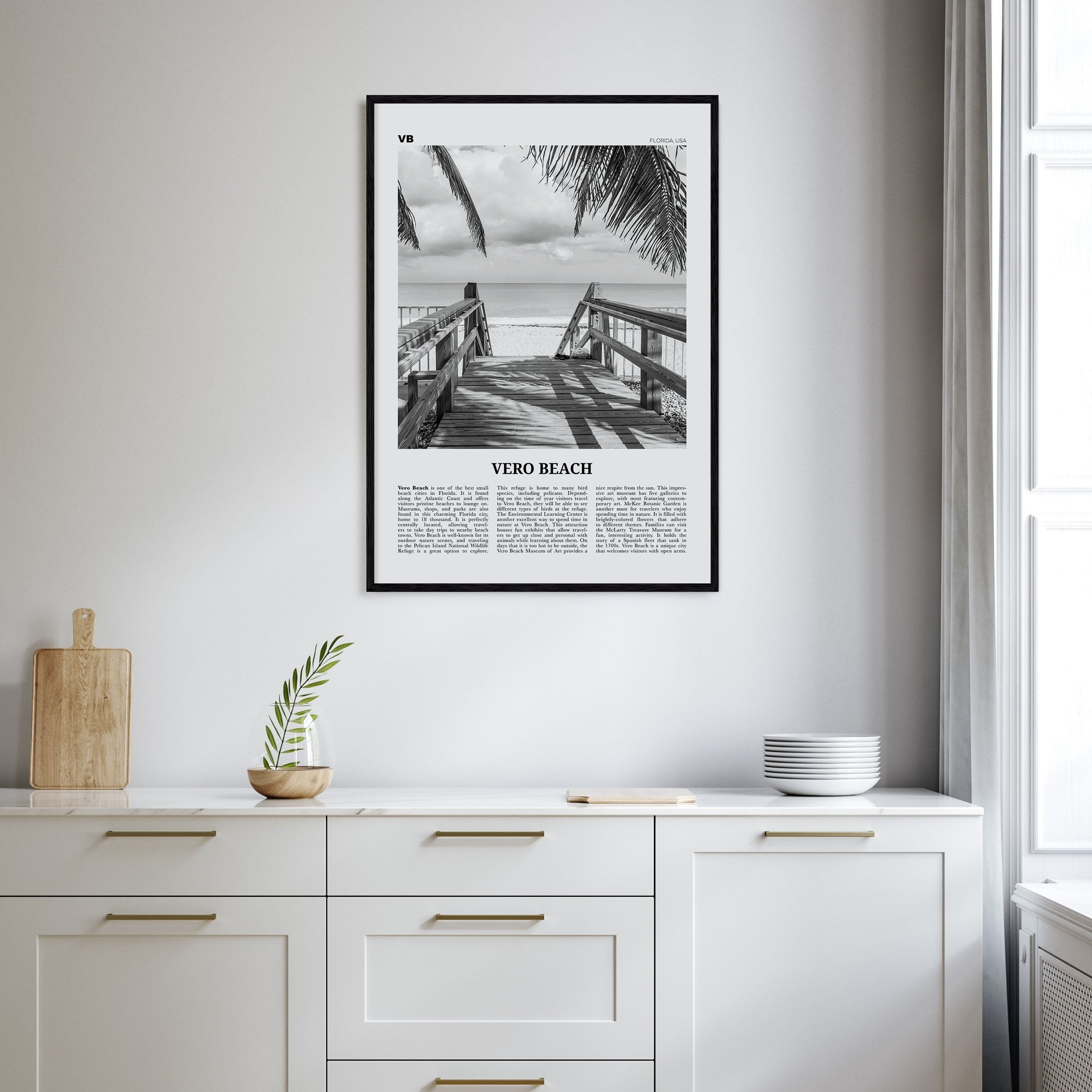 Vero Beach Travel B&W Poster