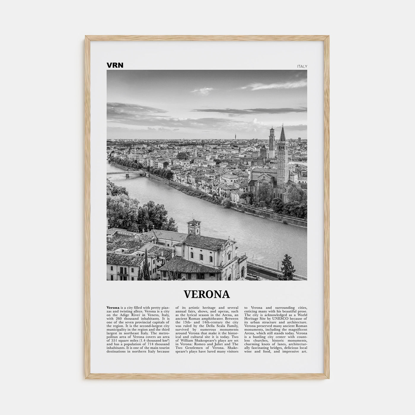 Verona Travel B&W No 1 Poster