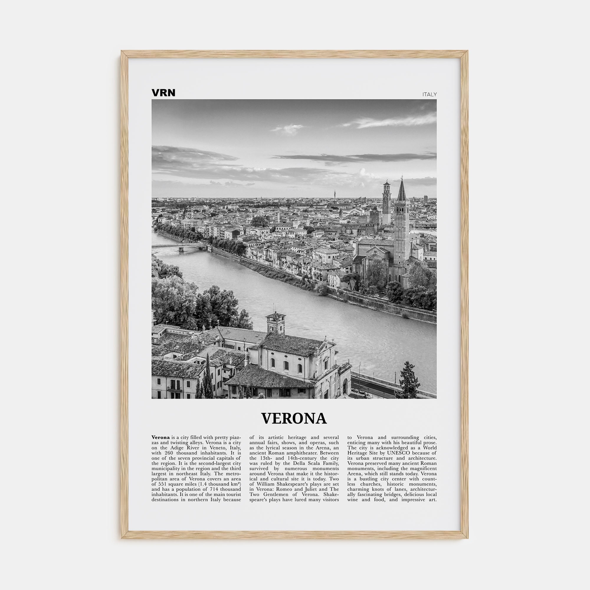 Verona Travel B&W No 1 Poster