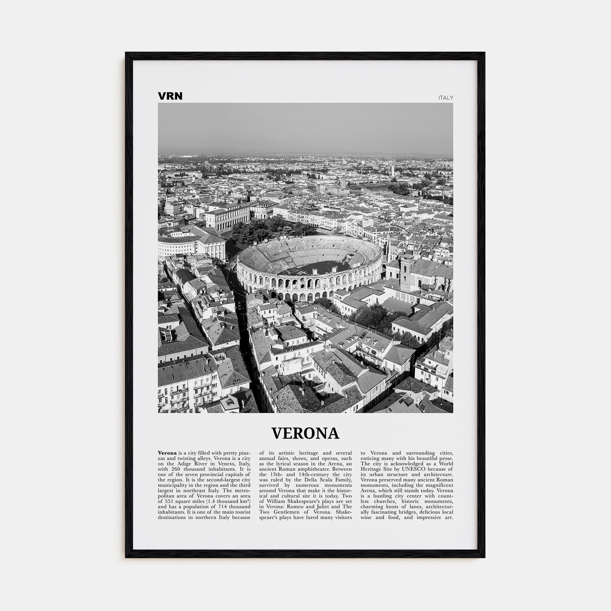 Verona Travel B&W No 2 Poster