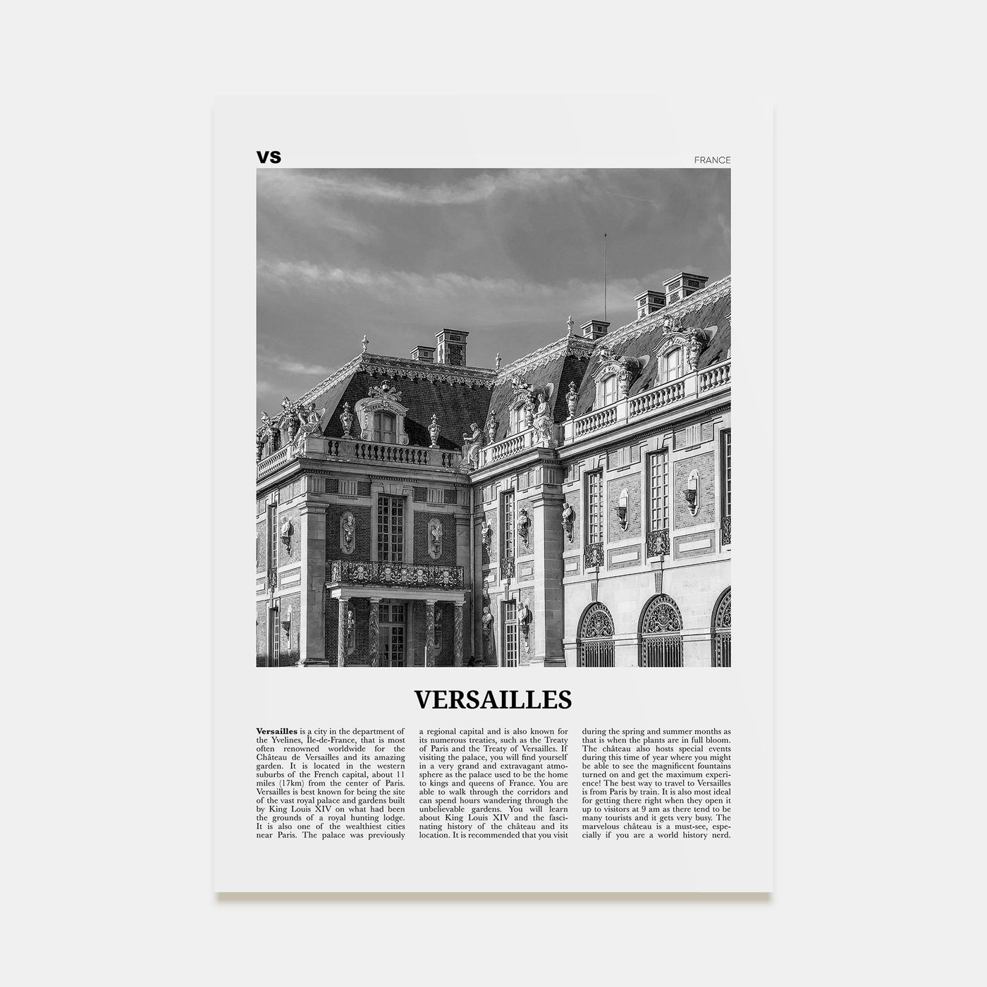 Versailles Travel B&W Poster