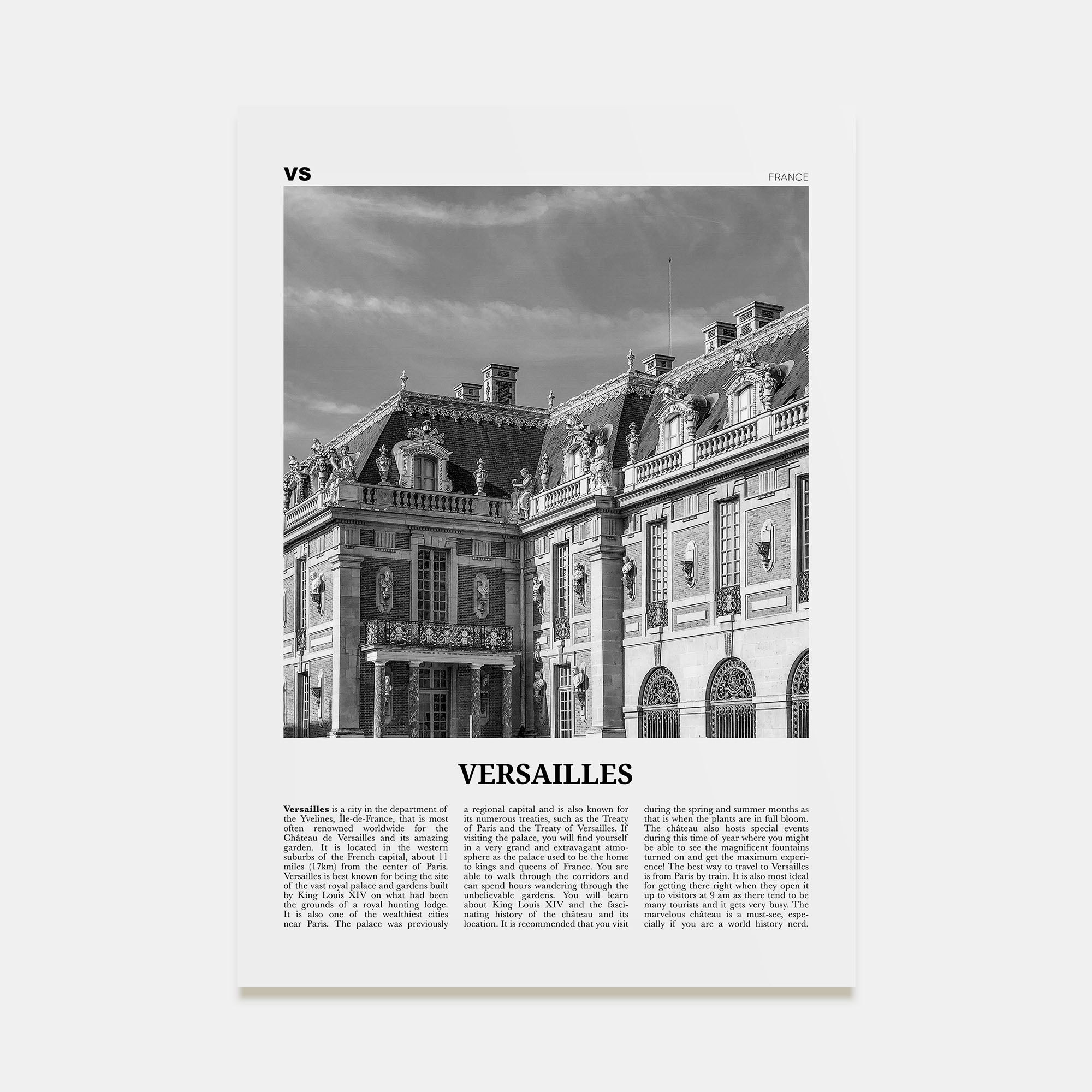 Versailles Travel B&W Poster