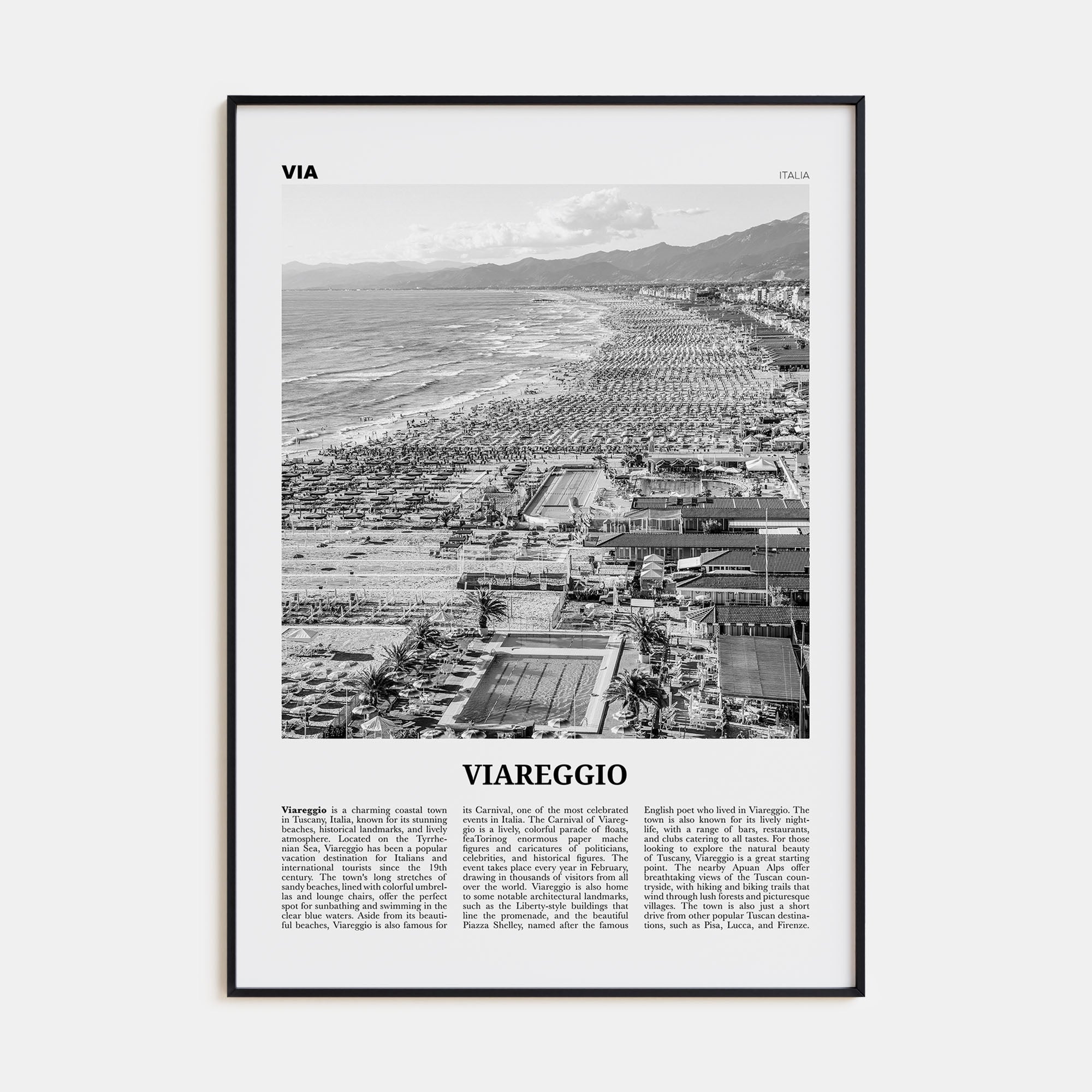 Viareggio Travel B&W Poster