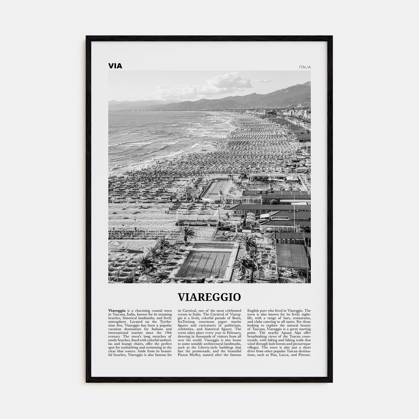 Viareggio Travel B&W Poster